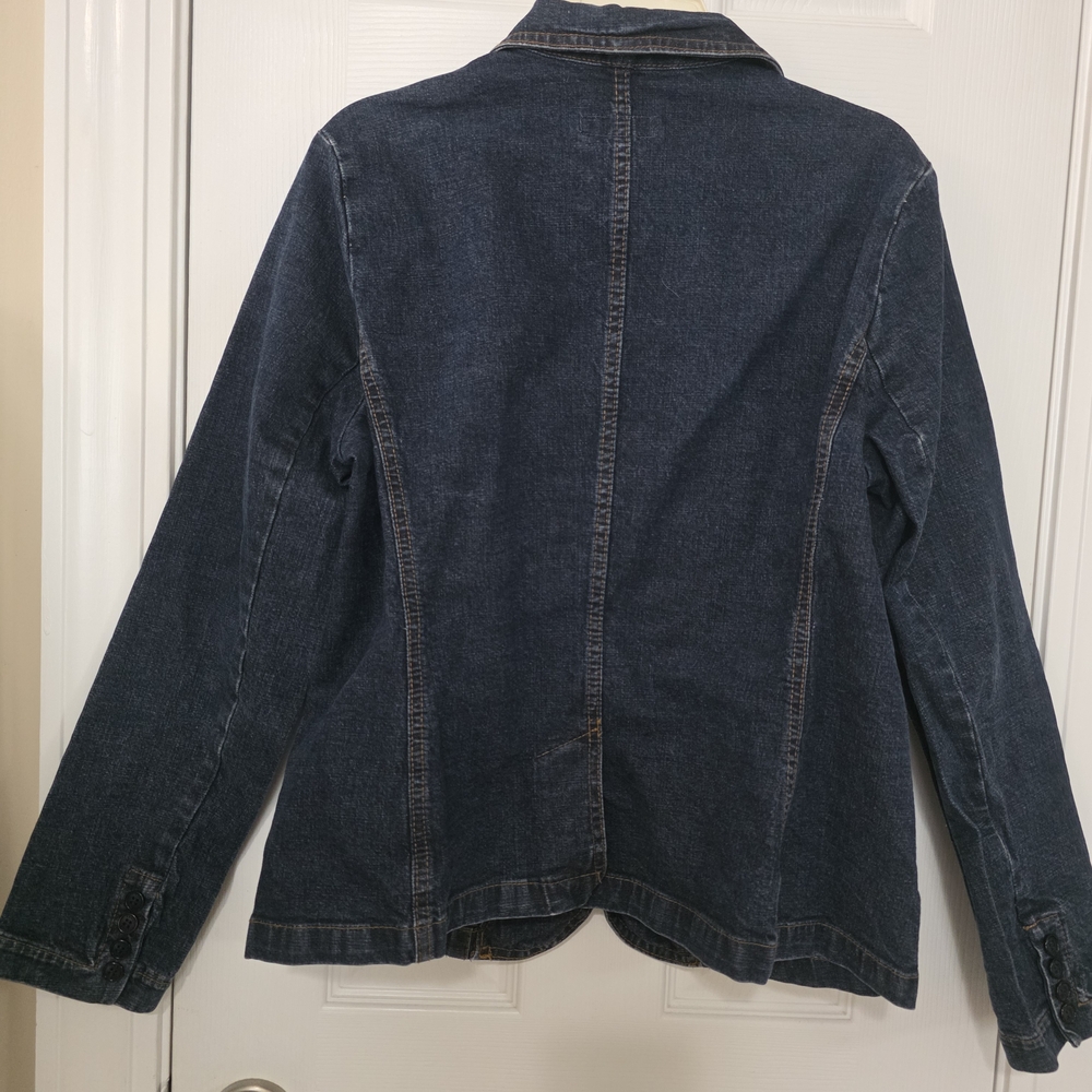 Izod Dark Blue Jean Jacket for Women - Picture 2 of 3
